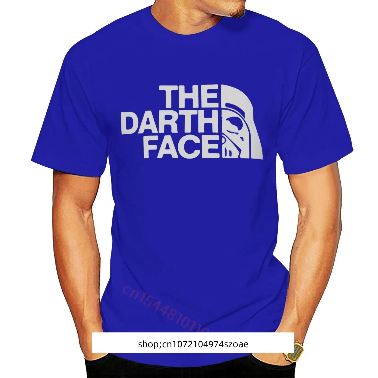 The Darth Face T-Shirt Lucu Kaus Humor Lengan Pendek Pria Kaus Grafis Lucu 100% Katun Leher Bulat