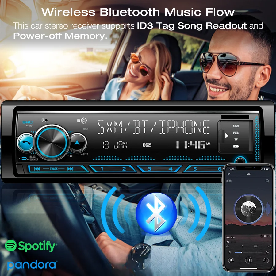 Uniwersalne radio samochodowe V5.0 Stereo Autoradio Samochodowy odtwarzacz MP3 BT 12V In-dash 1 Din FM Aux in Receiver SD USB MP3 MMC WMA JMC DC12V