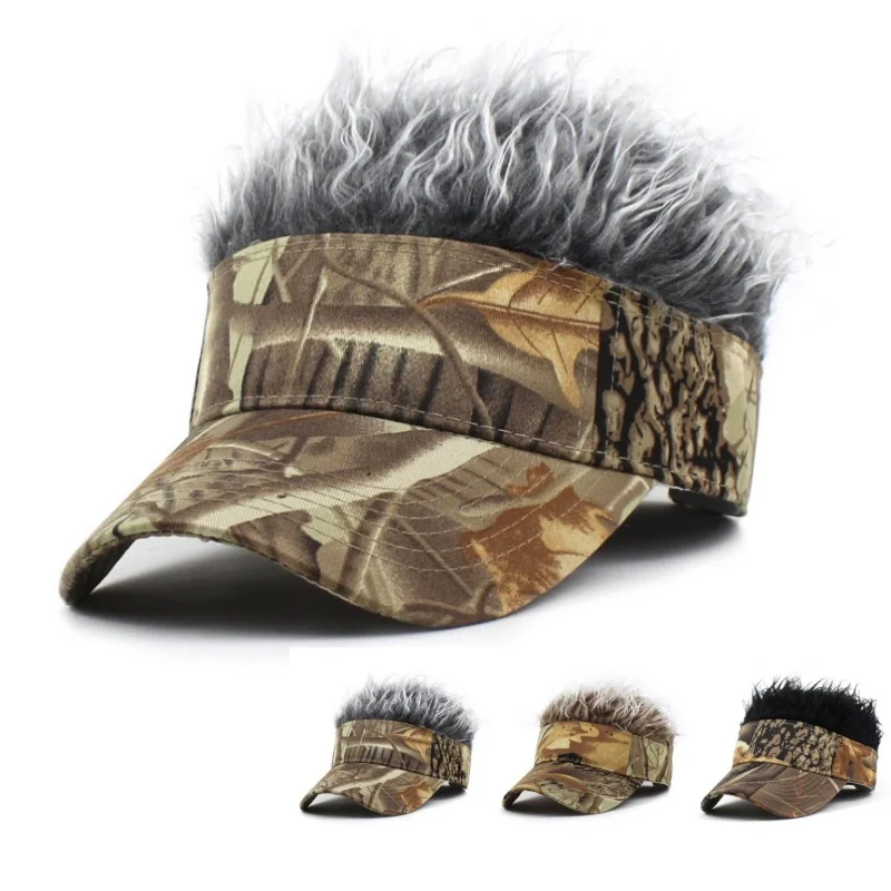 Blattbedruckte Perückenmütze mit Spikes für Herren – Golf-Baseballkappe, Outdoor-Sonnenschutz, synthetische Kurzhaarperücke, UV-Schutz-Visier – Detail 20