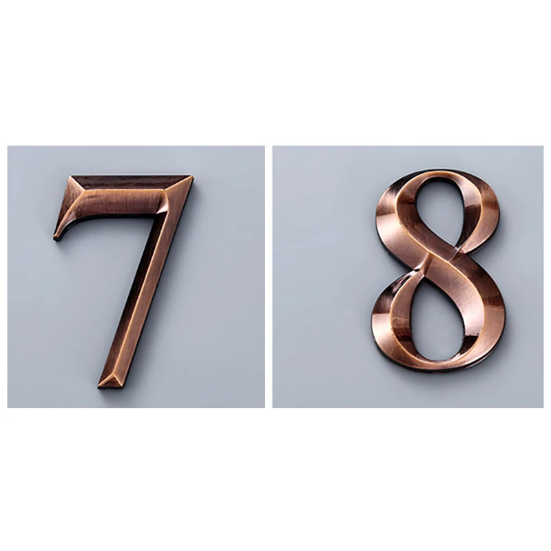 Placa de identificação de detecção de metal ABS de 2,7 polegadas 7 cm Número de casa estereoscópico Cabeça de porta digital Personagens estereoscópicos