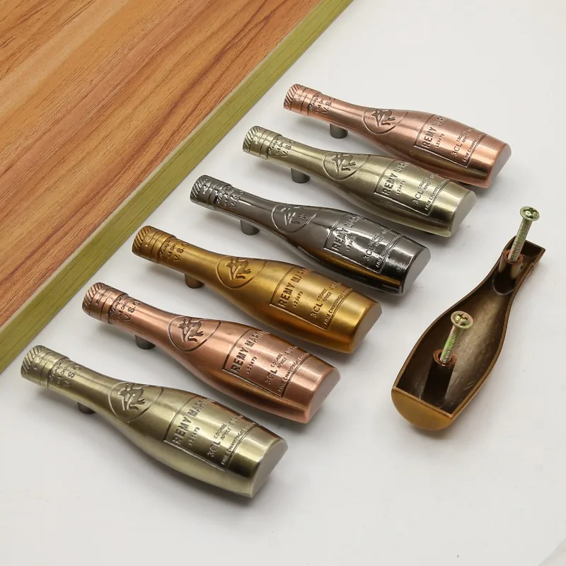 Wine Bottle Zinc Alloy Antique Copper Handle Cabinet Door Antique Furniture Drawer Cabinet Bar Cabinet Door Handle