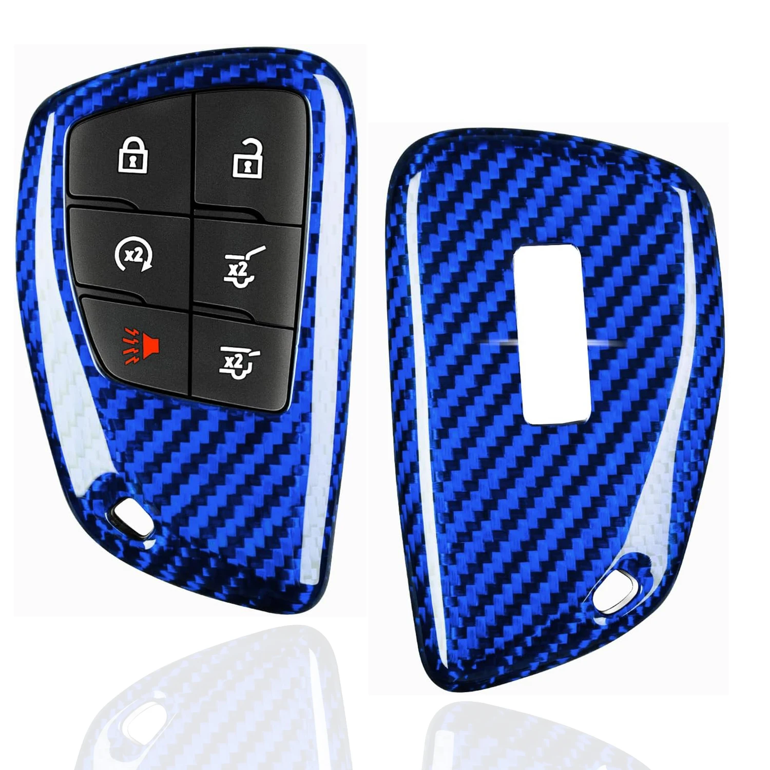 

For GMC Key Cover Glass Carbon Fiber Key Shell Case Protector for Chevy Silverado Suburban Tahoe GMC Sierra Yukon Denali 2024