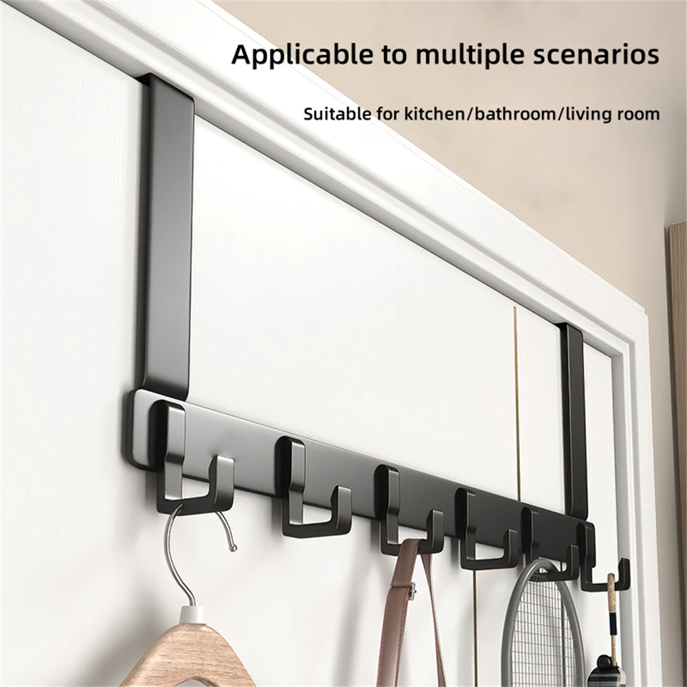 Versatile Aluminum Door-Back Hooks No-Drilling Detachable Door Back Hooks for Clothes Hats Keys Bags Home Accessories