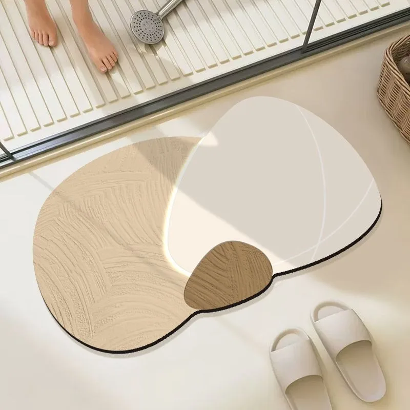 Special-shaped bathroom diatom mud foot mat green leaf floor mat