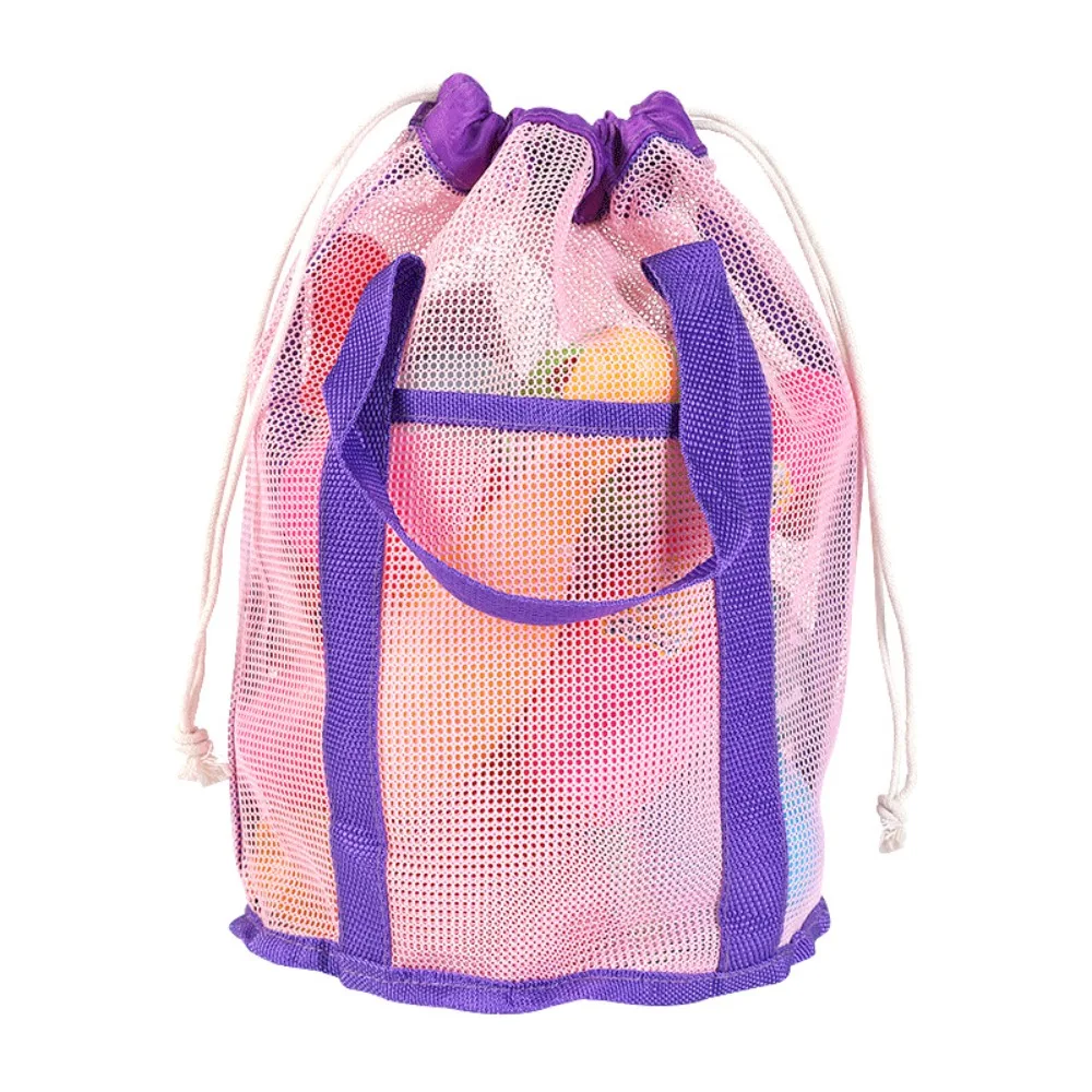 

Simple Drawstring Mesh Toiletries Bag Handheld Basket Beach Storage Bag Tote Bag Cosmetic Bag Toy Organizer Kids