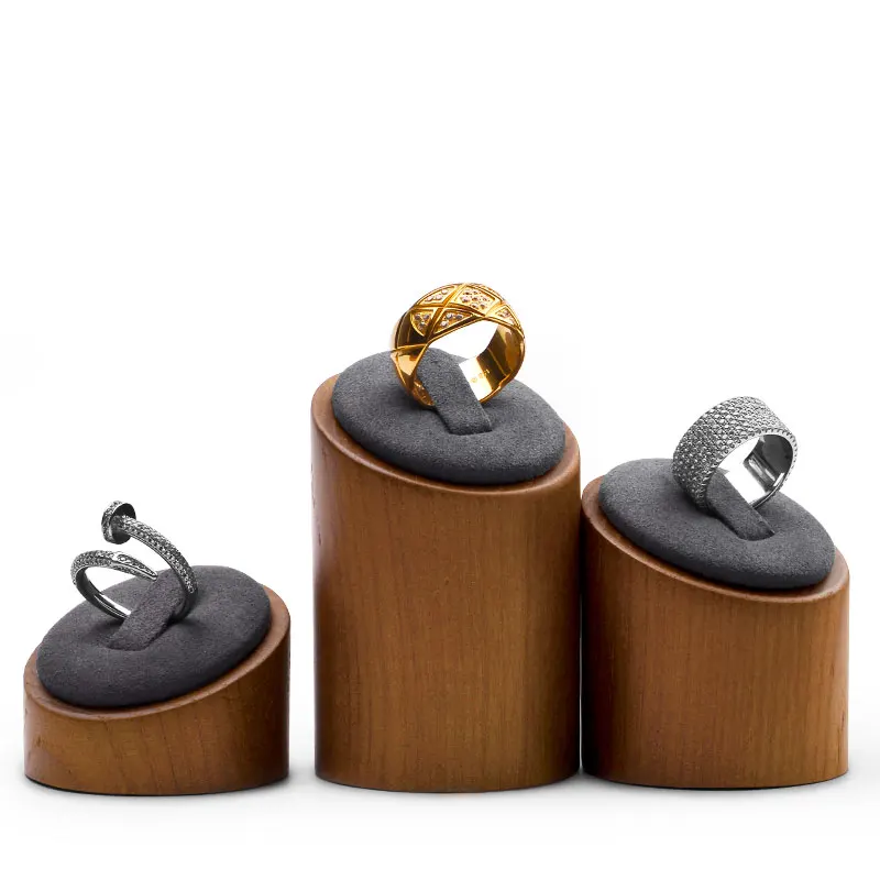 Oirlv Houten Ring Holder Massief Houten Ramp Trap Type 3Pcs Ring Display Stand Sets Houten Ring Houder Sieraden Display voor Selling