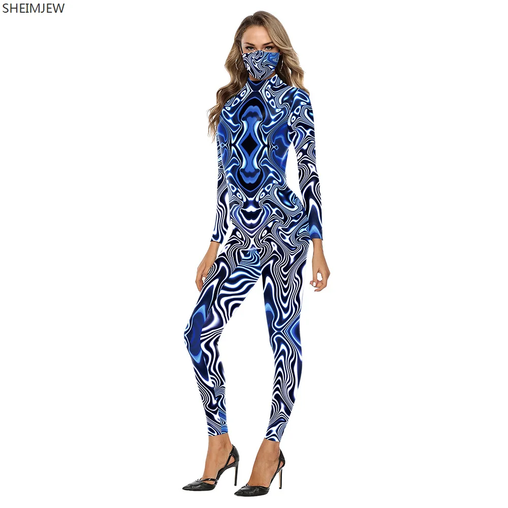 

AA1 Leopard 3d Playsuit Sexy Elastic Jumpsuits Halloween Cosplay Stage Bodysuit Fitness Women Gym Sport Bodycon Rave Outfits