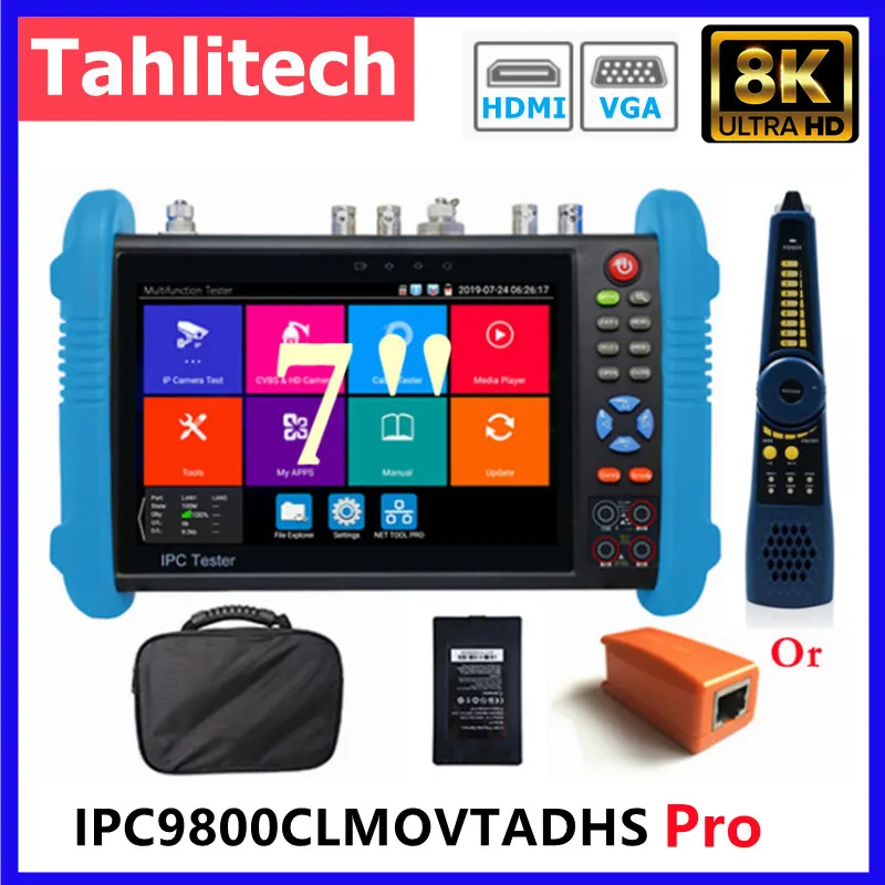 8K CCTV IPC Tester IPC9800Pro 8MP AHD CVI TVI CVBS SDI IP Camera Testing UTP Cable Tester Onvif HDMI VGA input Power CCTV Test