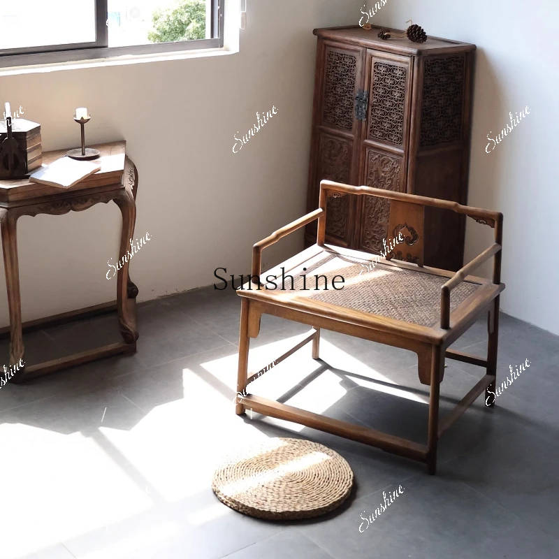 Cross-legged chair solid wood Chinese antique old furniture old Ming and Qing classical old objects  FT