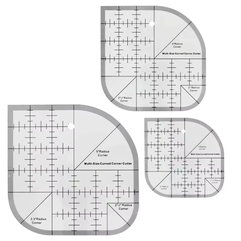 Non Slip Curved Corner Cutter Ruler Acrylic Durable Patchworks Sewing Template Accurate Clear Scale Multifunctional Angle Ruler