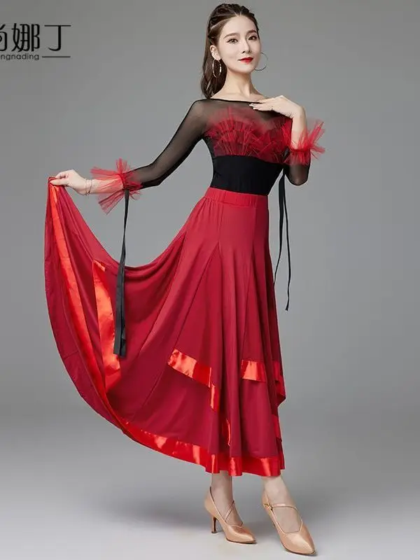 New National Standard Dance Dress Modern Waltz Dance Performance Costume Social Dance Big Swing Skirt