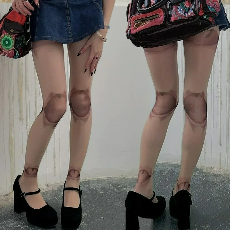 

Harajuku Novelty Pantyhose for Women Lolita 3D Print Pattern Japanese Gothic Tights Anime Tattoo Cosplay Stockings Long Socks
