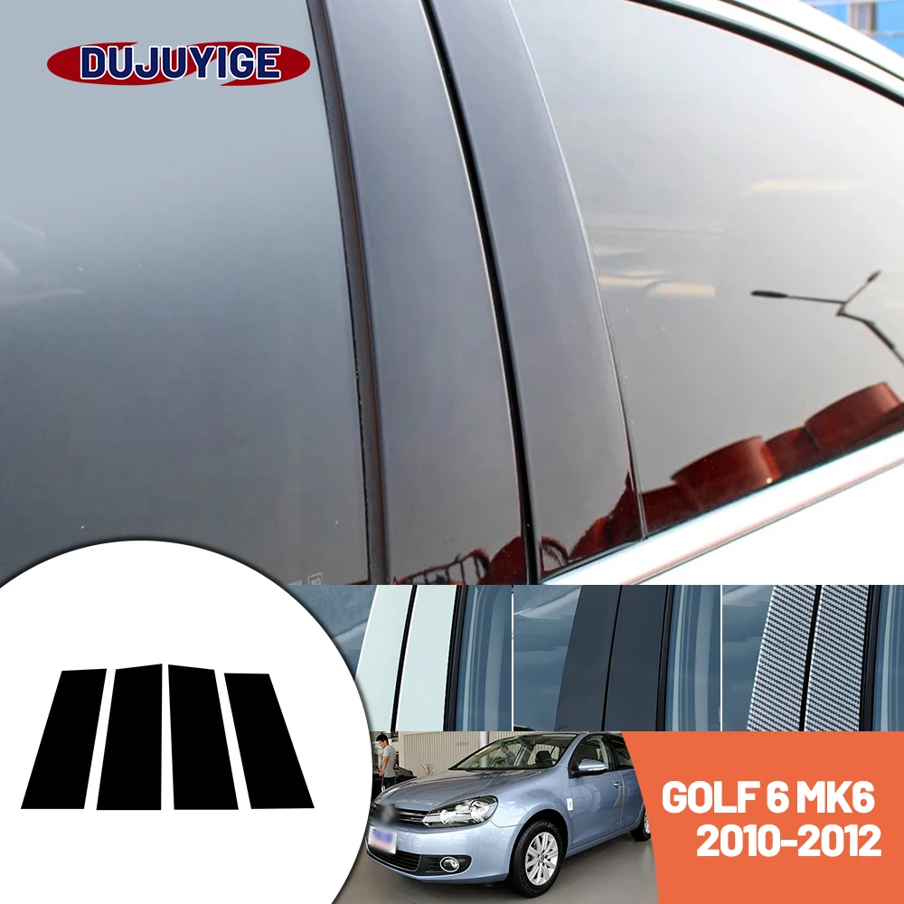 

Bright black carbon fiber door and window B C Pillar sticker suitable For Volkswagen GOLF 6 VI MK6 2010-2012 2011