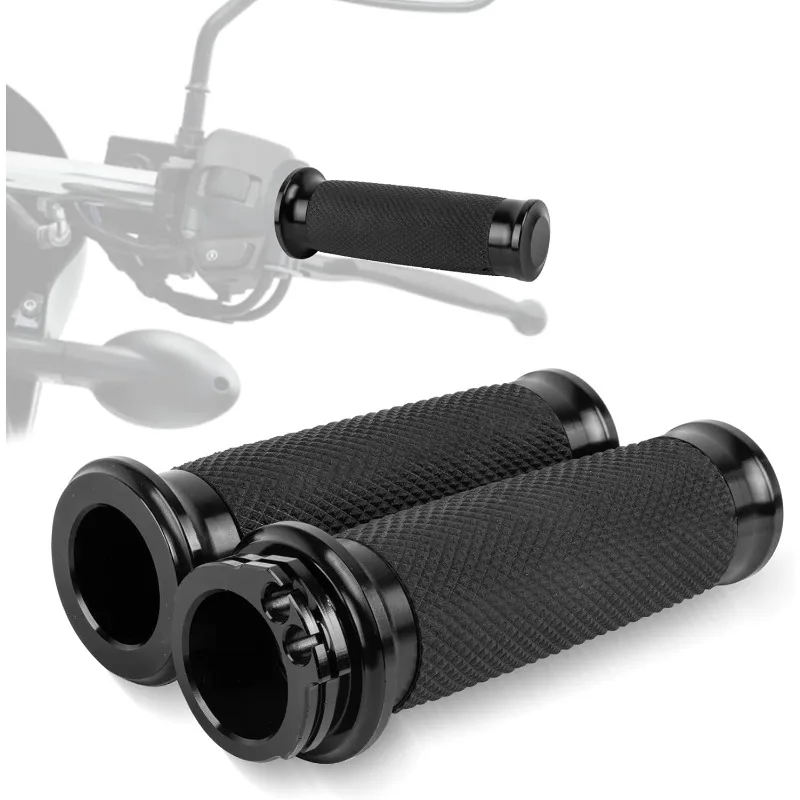 

Motorcycle Black Hand Grips 1 Inch Handlebar Grips Universal for Touring Street Glide FLHX Bobber Chopper Cafe Racer