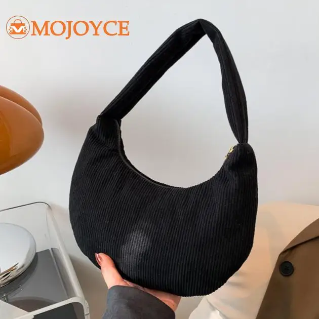 Ladies Corduroy Hobo Bag High Capacity Handbag Women Chic Dumpling Bag Solid Color Daily Tote Designer Simple Small Shoulder Bag