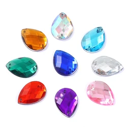 50pcs/lot 13x18mm Water Drop Glitter Acrylic Sew on Rhinestones Crystal AB Flatback Sewing Stone Strass for Clothing Accessories