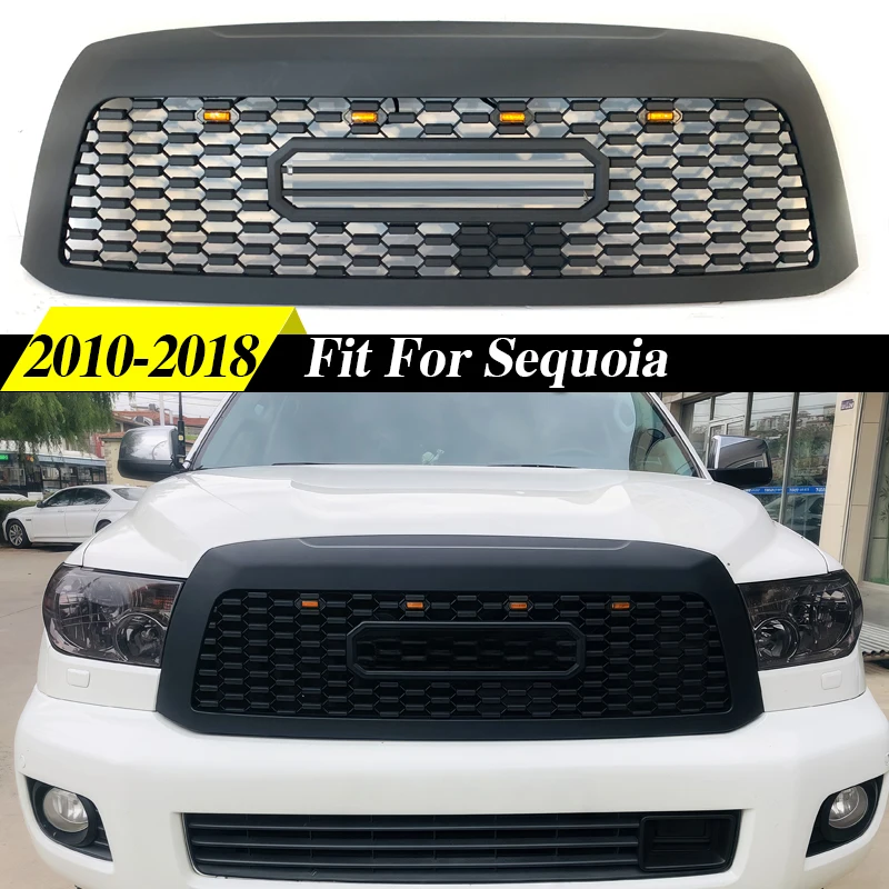 

Front Grill With LED Light TRD style Modification Fits For toyota Sequoia 2010-2018 Racing Grill