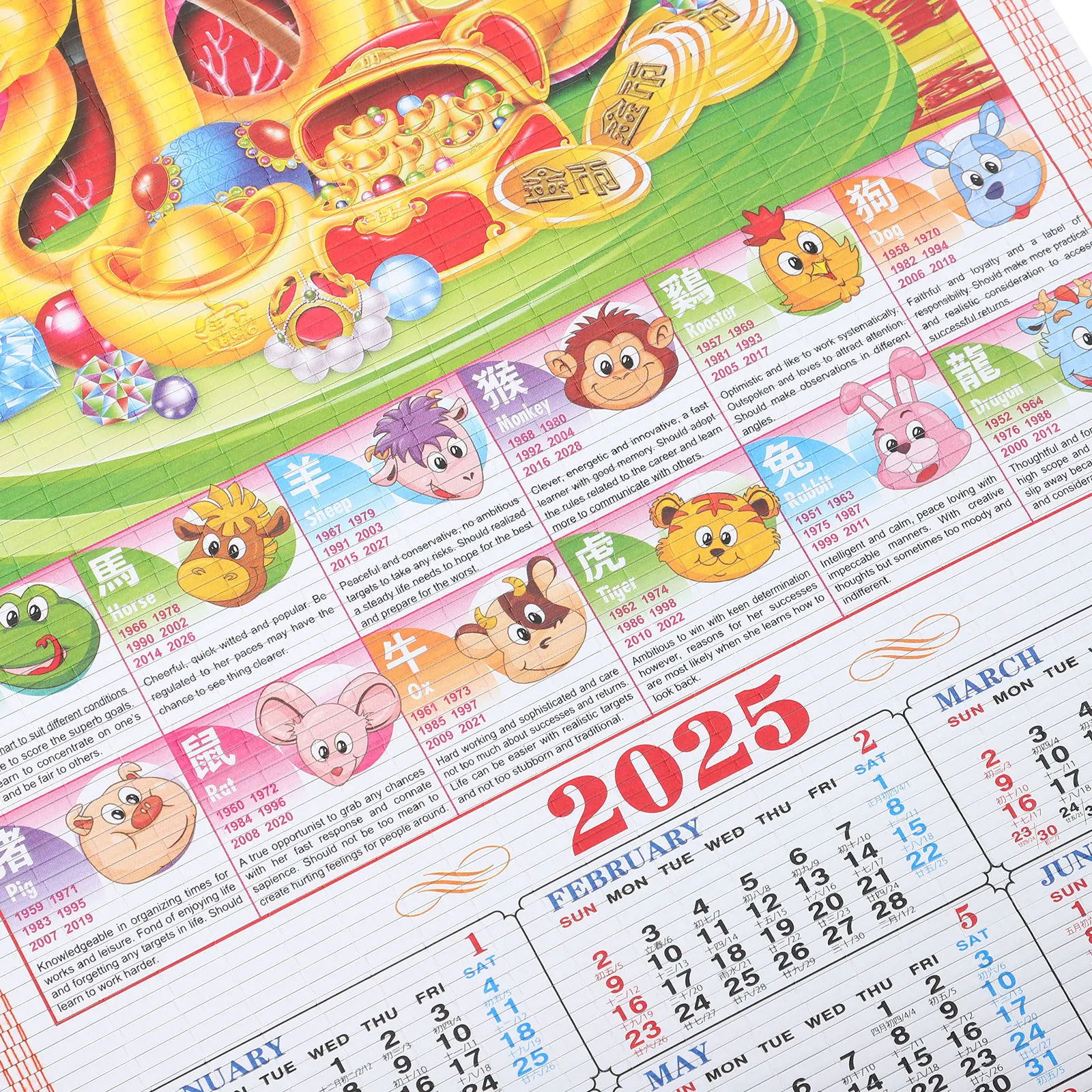 Maankalender Hangende Slang Jaarkalender 2025, Chinese Kalender Wandhangende Kalender voor Jaar van Slang Scroll Kalender Chinees