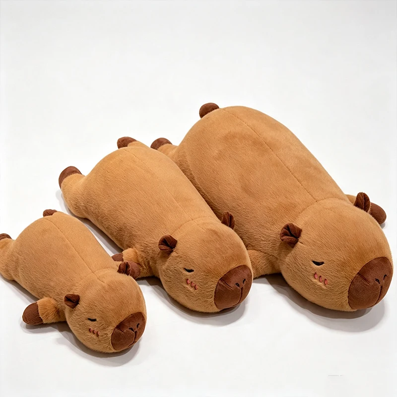 Capybara Plush Pillow Long Lying-Down Stuffed Animal Doll 60-80-100cm Soft Sleeping Hug Cushion for Home Sofa Decor & Gift