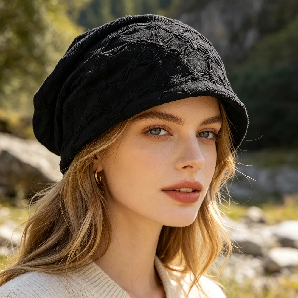 

New Fashion Soft Women Beauty Beanies Casual Warm Spring Autumn Hats For Lady Knitting Floral Beanie Outdoor Sport Hats
