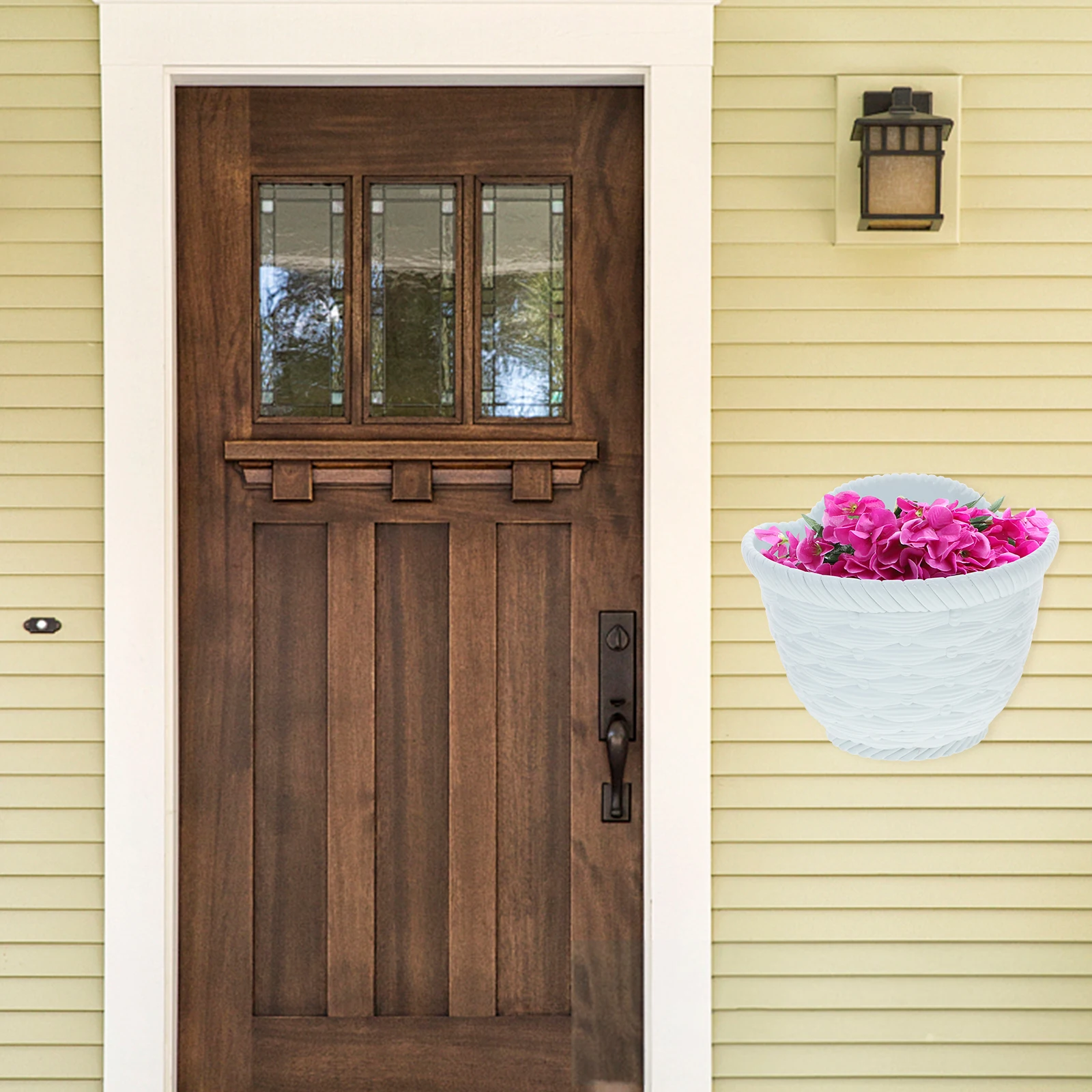 

Hanging Flower Pot Wall Plant Holder Balcony Planter Resin Hanging Wall Planters Succulent Flowerpot Space-Saving Indoor Outdoor
