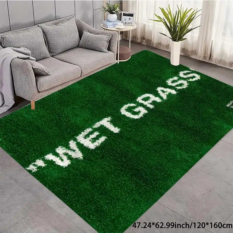 VIKAMA Light Luxury WET GRASS Green Floor Mat, Entrance Foyer Mat, Bathroom Anti Slip Mat, Bedroom Bedside Blanket Home Decor view 4