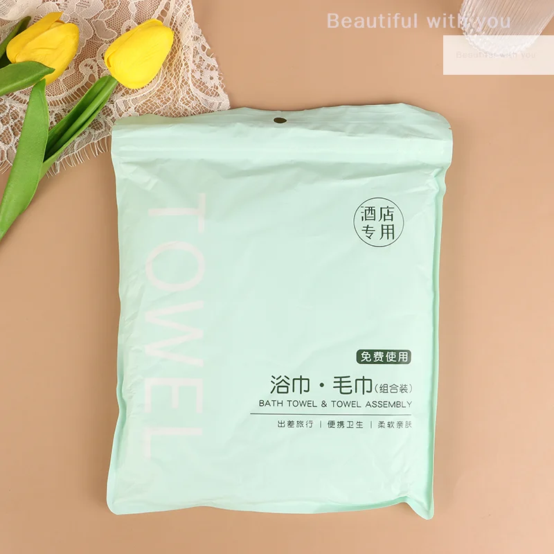 

2Pcs/Set Hypoallergenic Disposable Soft Skin-Friendly Material Bath Towel Set For Travel Hotel Outdoor Activities Easy-to-Carry