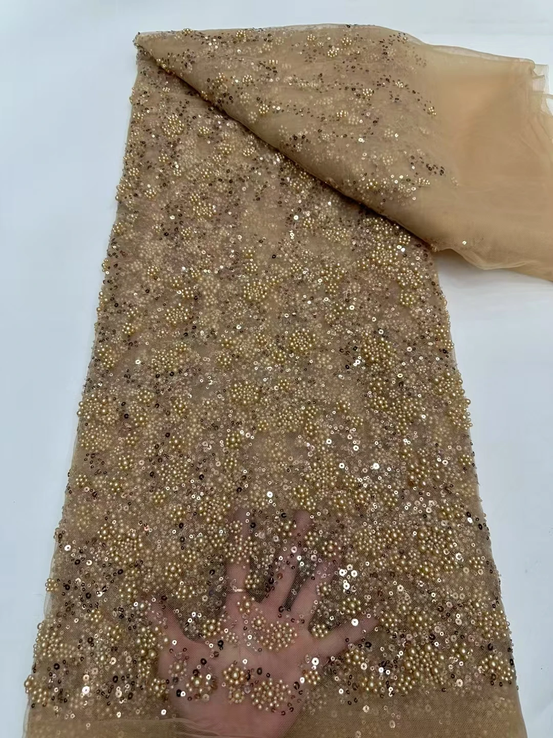 럭셔리 아프리카 스팽글 비즈 레이스 원단 2025 고품질 레이스 5야드 핑크 프랑스 레이스 원단 나이지리아 레이스 원단 파티