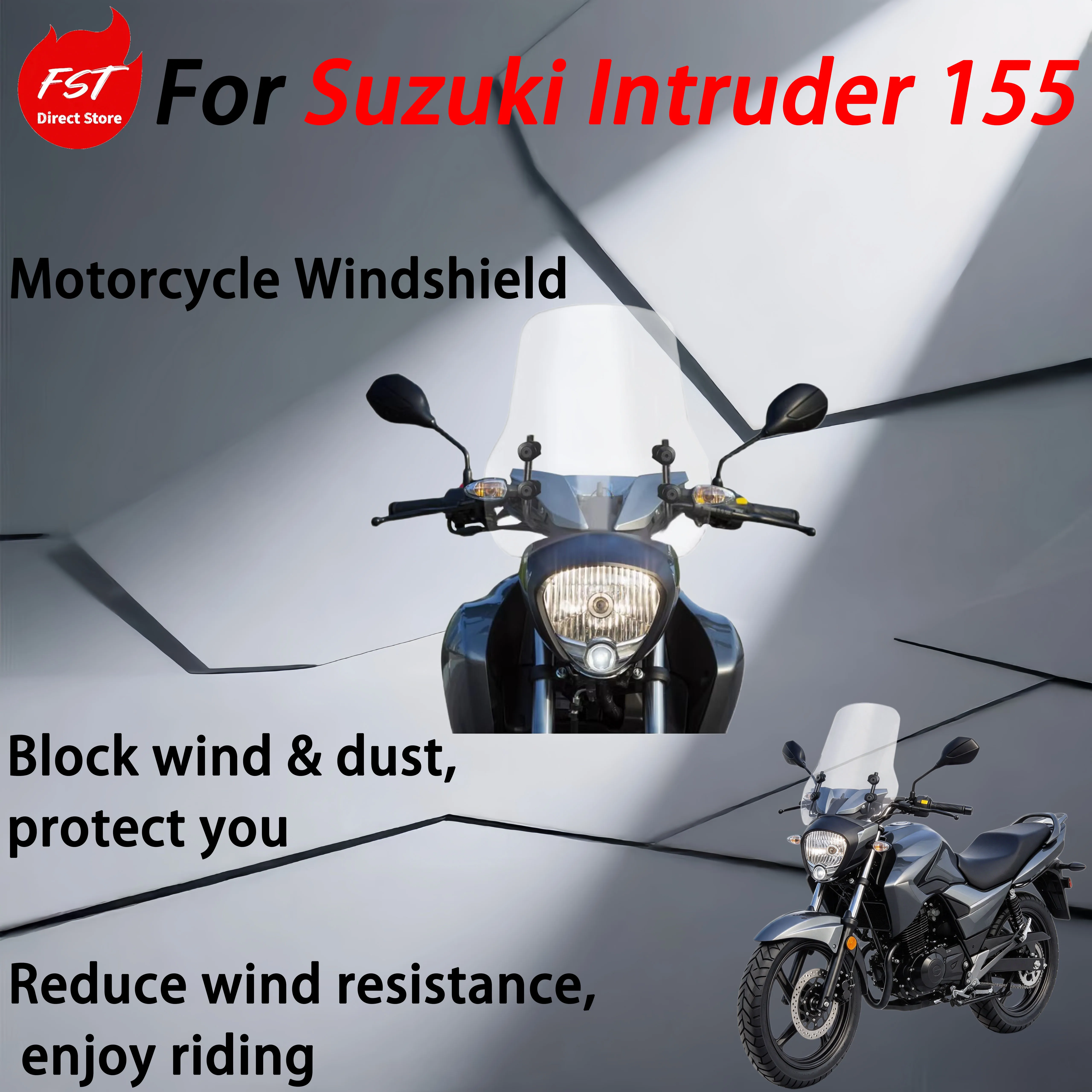 For Suzuki Intruder 155 Special modification parts - Raised windshield front windscreen panel Reduce wind blast