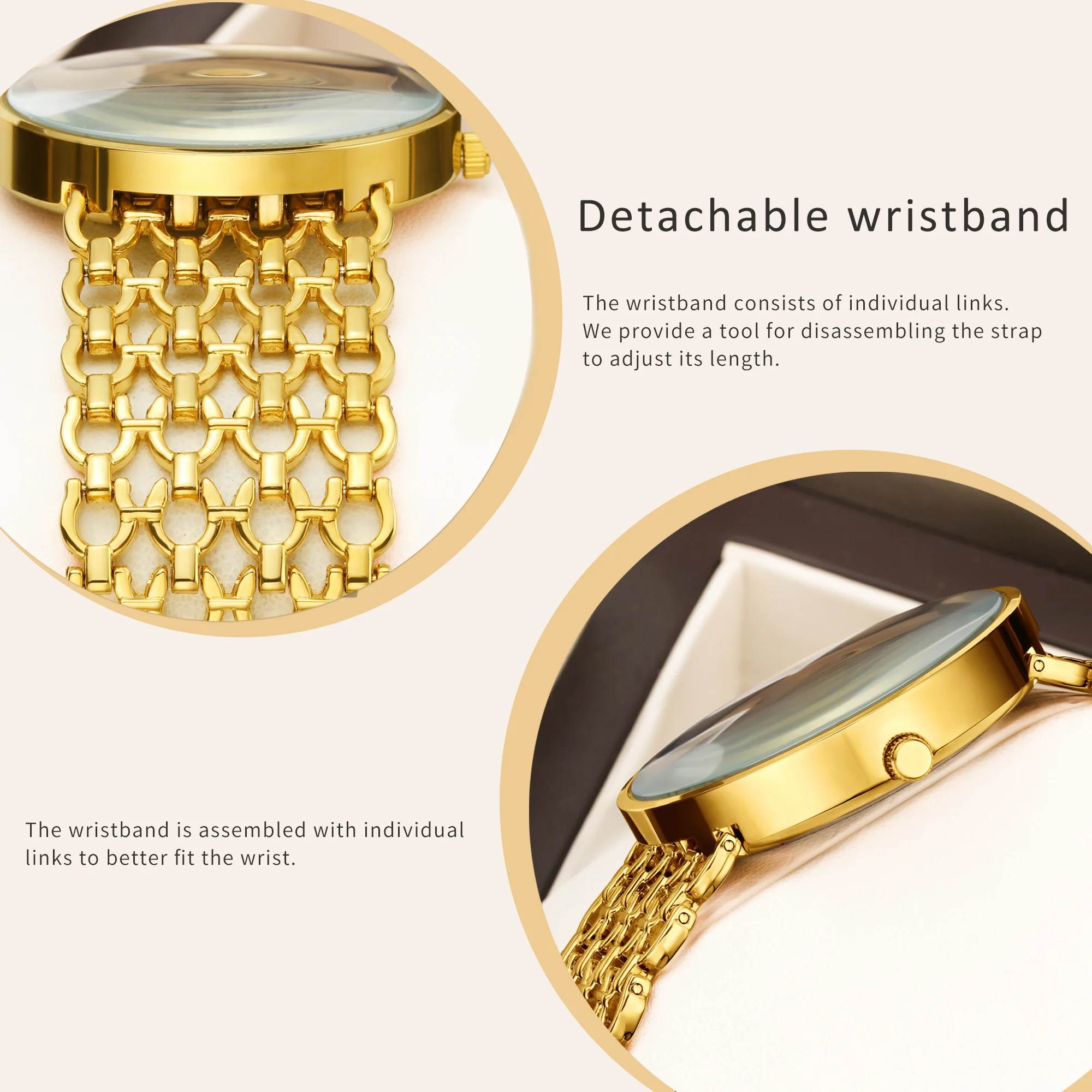YaLaLuSi Minimalist Gold Women Watch Round Dial Hollow Mesh Metal Bracelet Waterproof Quartz Ladies Elegant Dress Wristwatch Gift