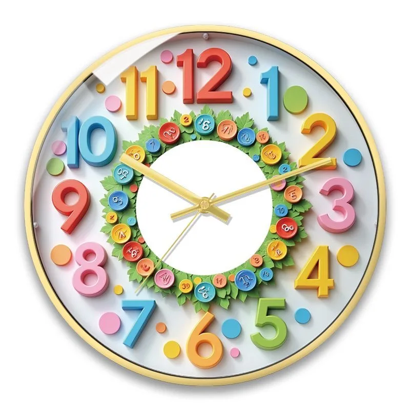 

Wall Clock High Value Colorful Silent Children's Learning Wall Clock Hakka Bedroom Quartz Clock