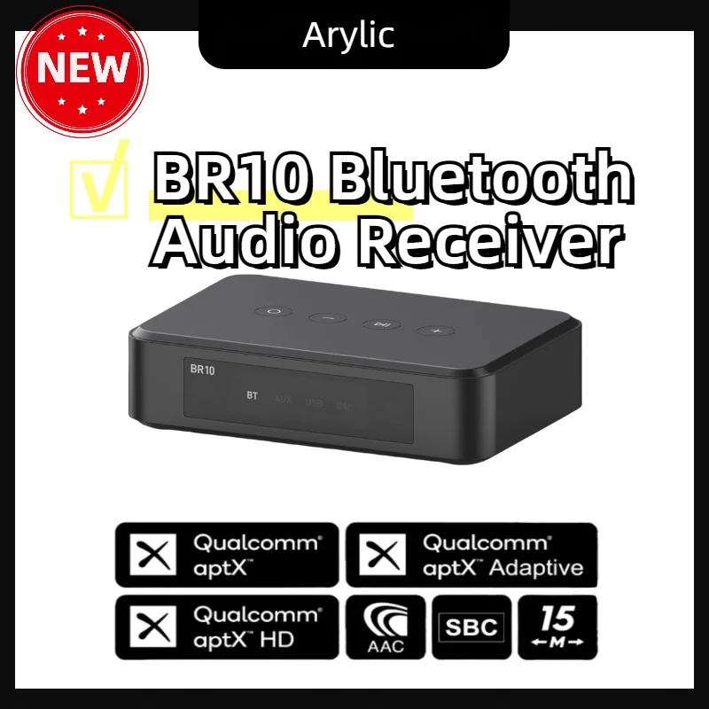 

Arylic BR10 Bluetooth wireless analog input and digital input USB disk control the with Android and iOS，with a remote control