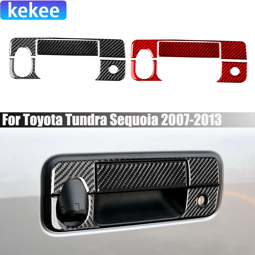 

Carbon Fiber Car Accessories Rear Tailgate Handle Modified Interior Trim Cover Soft Sticker For Toyota Tundra Sequoia 2007-2013