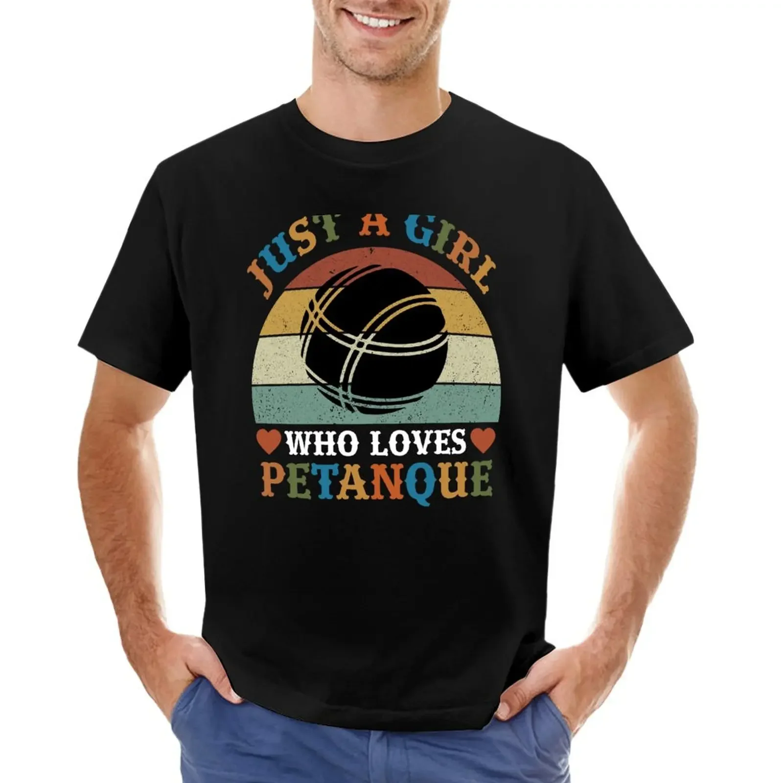 

Just A Girl Who Loves Petanque Retro T-shirt plain sublime sports fans aesthetic clothes T-shirt men