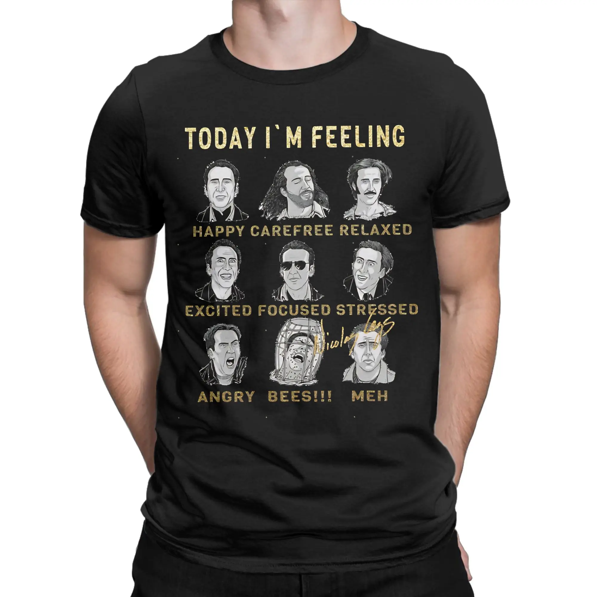 Men Women Nicholas Cage T Shirts  100% Cotton Clothes Novelty Short Sleeve Round Neck Tee Shirt Unique T-Shirt