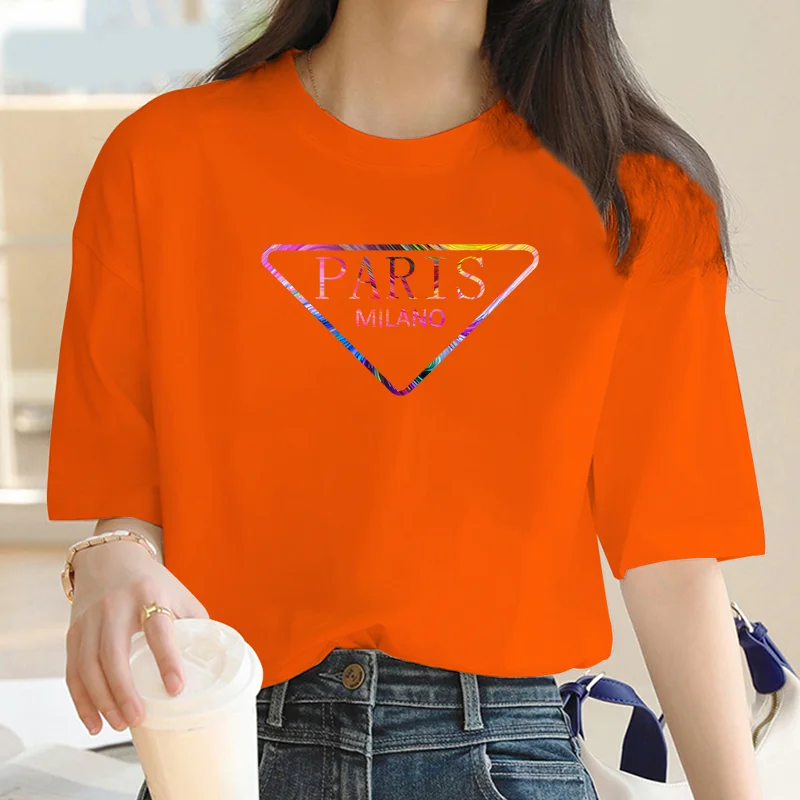 Paris color letter-printed women fashion T-shirt Short sleeve summer luxury brand Women T-shirt top Basic T-shirt graphic T-shir