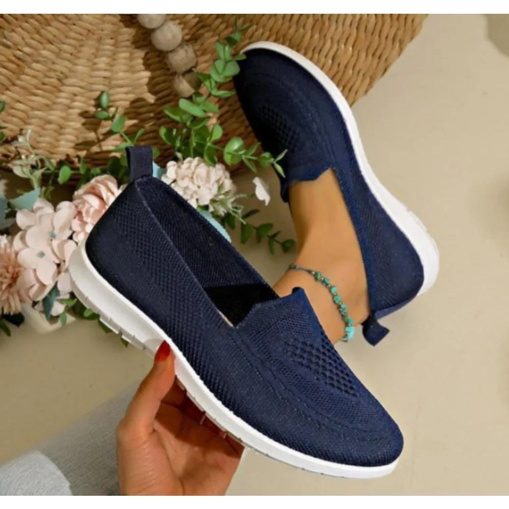 Causal Sneakers ​Women Breathable Chunky Sole Flat Shoes Old Beijing Cloth Shoes Soft Sole Mid To Old Age Mom Flat Single Shoe