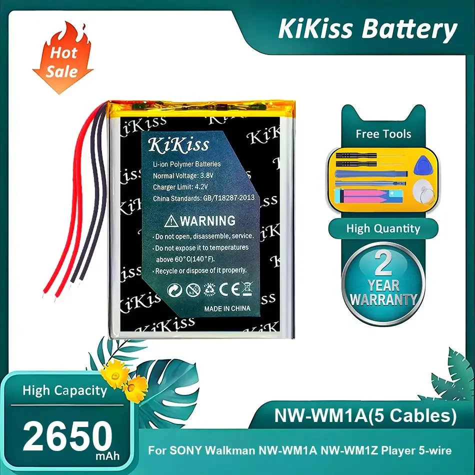 

Перезаряжаемый портативный музыкальный плеер с аккумулятором для SONY Walkman NW-WM1A NW-WM1Z, 5-проводной, NW-WM1A (5 кабелей), 2650 мАч