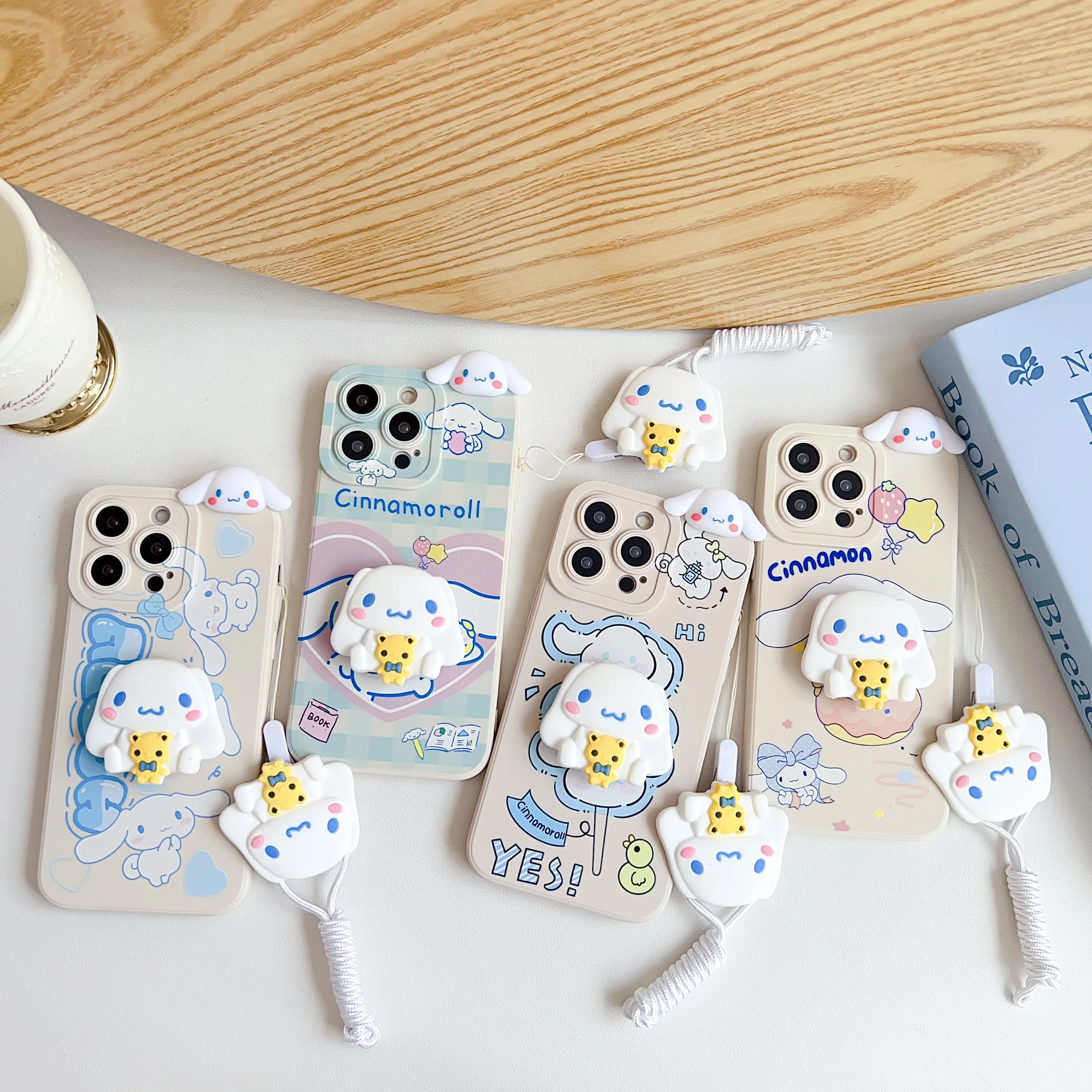 For Samsung Galaxy S7 S8 S9 S10 S20 S21 S22 S23 S24 Plus Ultra FE Cinnamoroll Dog Case With Holder Rope