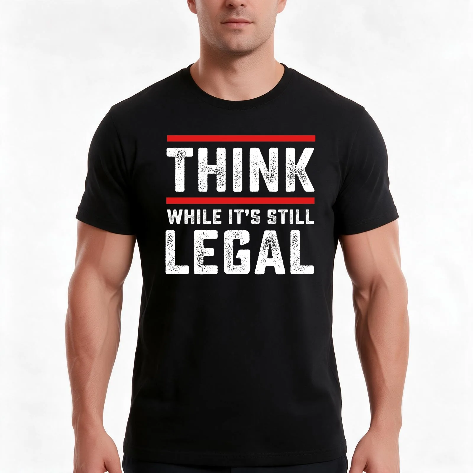 Think While It's Still Legal Funny Saying T-Shirt, Summer Casual Cotton Tee, Oversized Streetwear Tops, Vintage Graphic Print