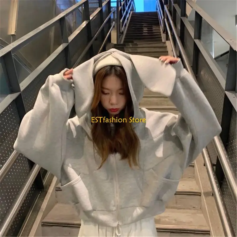 

Y5GC Стильный однотонный кардиган с капюшоном, повседневные топы с длинными рукавами для женщин