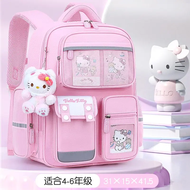 حقيبة الظهر للفتيات Sanrio حقيبة مدرسية مرحبا كيتي فتاة طالب حقيبة مدرسية فتاة الأطفال Mochilas العمود الفقري حماية ظهره