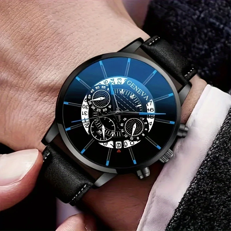 Модные мужские кварцевые часы и браслет-идеально подходят для повседневной носки, дня отца, подарка на День святого Валентина
