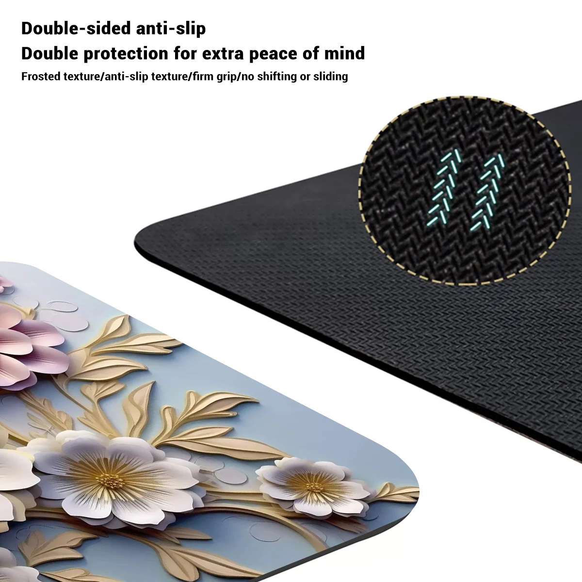 Luxury Flower Print Bath Mat Bathroom Foot Mats Carpet Anti Slip Quick Dry Shower Pad Toilet Rugs Doormat Washable