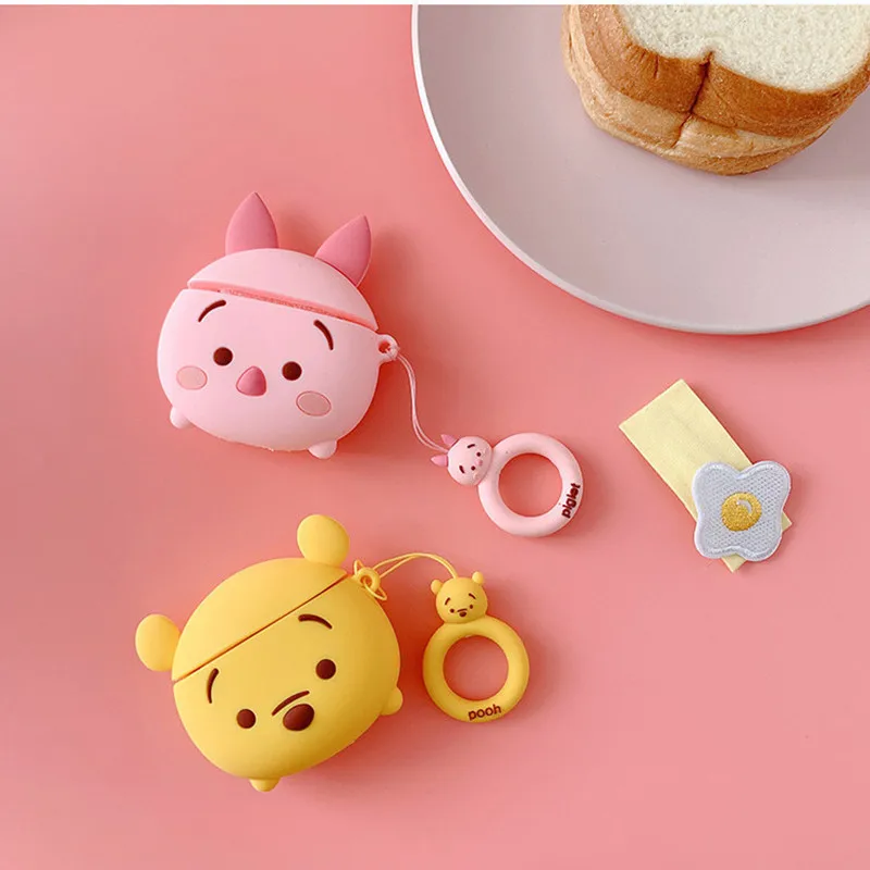 Disney Cartoon Piglet Winnie the Pooh Silicone Cases For Airpods 1 2 3 Pro Protective Bluetooth Wireless Earphone Charging Cover