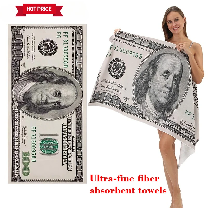 70x140cm European and American dollar beach towels, digital printed large towels, bath towels, ultra-fine fiber absorbent towels