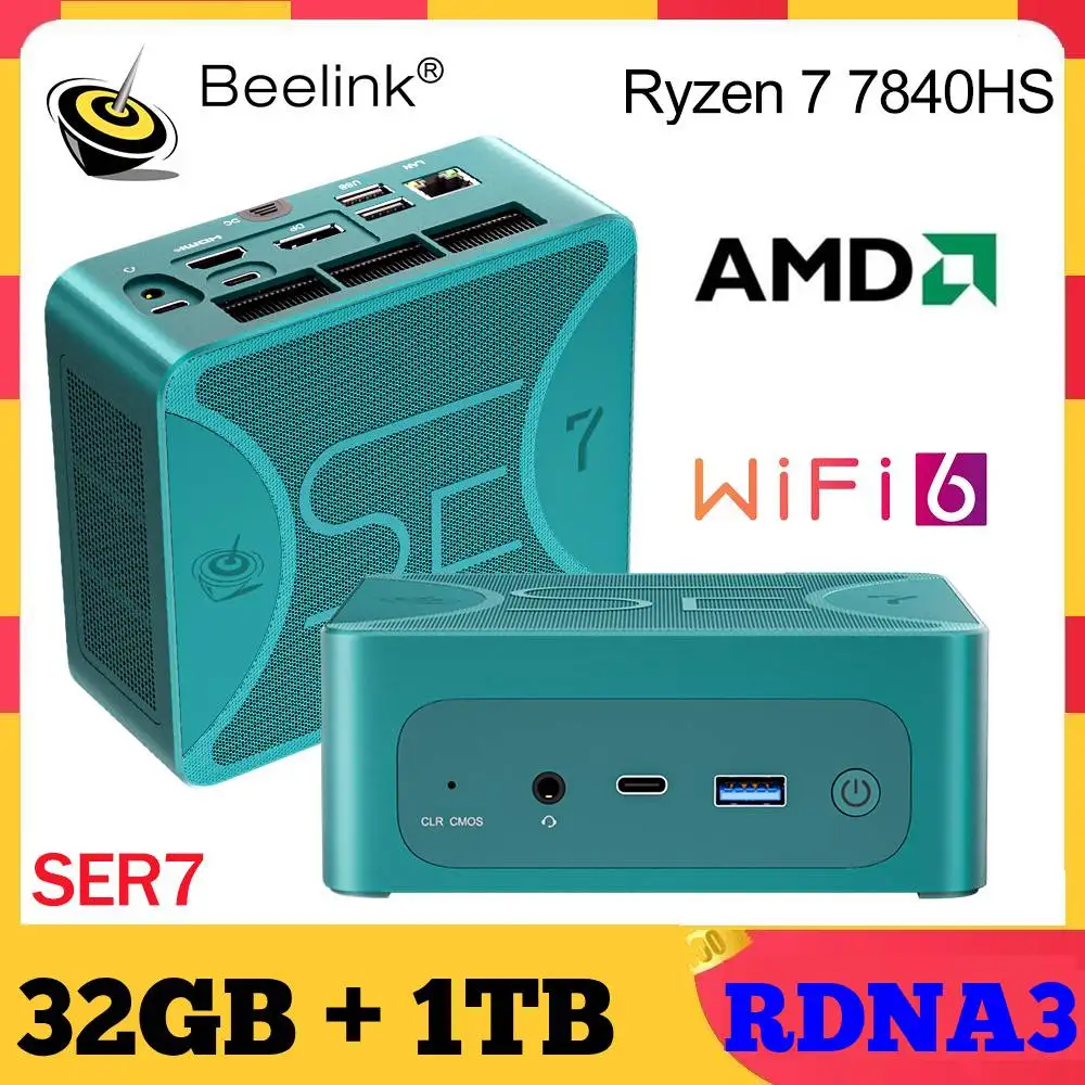 Beelink Mini PC SER7 AMD Ryzen 7 7840HS 5800H SER5 MAX Powerful Gaming Desktop Computer SER WiFi6 BT DDR4 DDR5 SSD 1000M