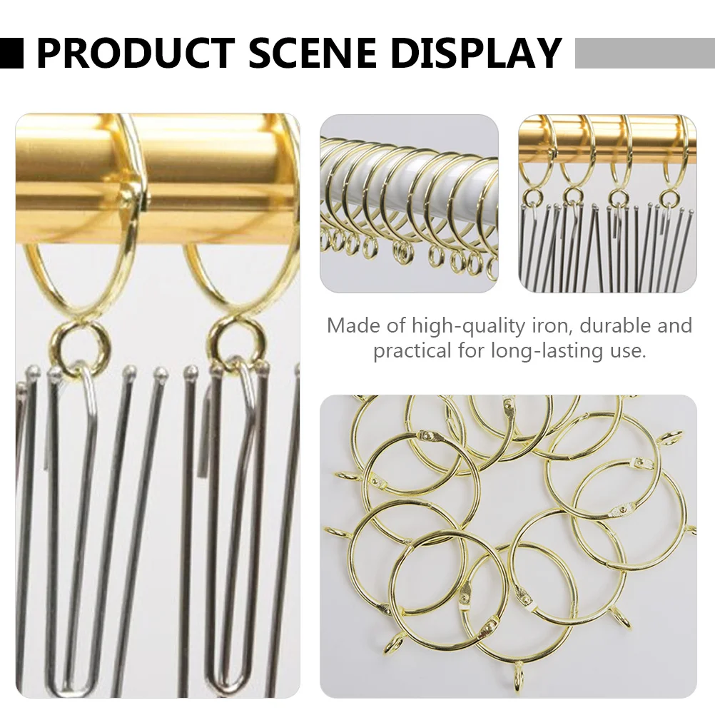 

1Set Openable Curtain Rings Strong Load Capacity Metal Buckles for Home Decor Golden Curtain Rings Metal Buckles