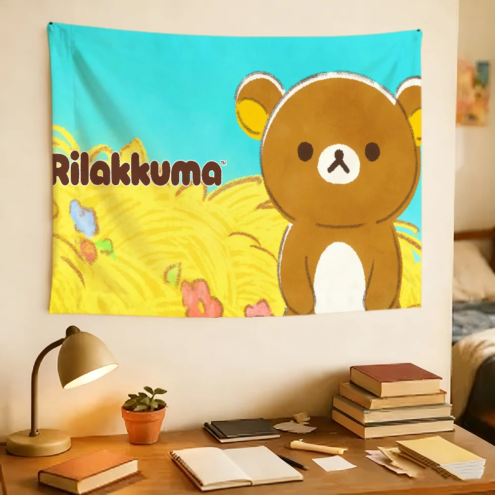 Cartoon Kawaii R-Rilakkuma-a flag Durable Outdoor Indoor Patio Festive Decoration Classic Design Pole Wall Room Banner