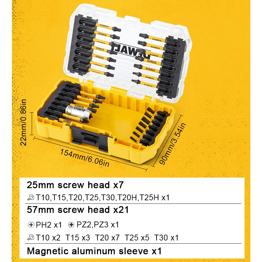 DEWALT 29PCS FlexTorq Screw Bit Set in Tough Case Power Tool Accessories DT70734T-QZ